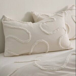 Quinn Wiggle 100% Cotton Cream Tufted King Sham Set 20x36"